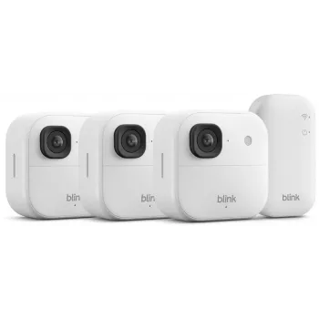 Amazon Blink Outdoor 2K+ overvågningskamera, 3-kamera-system, hvid (B0F95QGG7M)