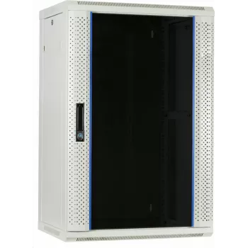 DSIT DS6418W 18U vægmonteret serverkabinet med glasdør, 600x450x900 mm, hvid