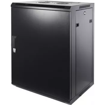 DSIT DS6415M 15U vægmonteret server-rackskab med metaldør, 600x450x770 mm, sort