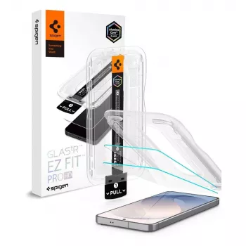 Spigen Glas.tR EZ Fit Pro AC 2-pak panserglas-skærmbeskyttelse til Samsung Galaxy S26 FE - klar, 9H-hårdhed, auto-alignment-ramme