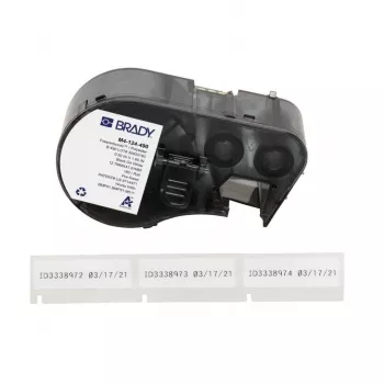 BRADY M4-124-490 B-488 ultra-aggressiv polyesteretiket rulle til BMP41/BMP51/BMP53/M511, hvid, 38,1 mm x 4,87 m