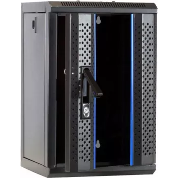 DSIT 9U 10 inch vægmonteret serverrack med glasdør, 312x310x486 mm, sort