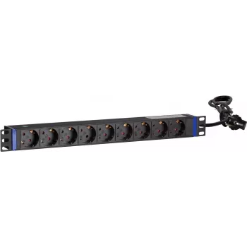 DSIT DS-9PDU 19 inch rackmonteret strømforsyningsenhed - 9 Schuko-stikdåser, 16A, 1U, sort