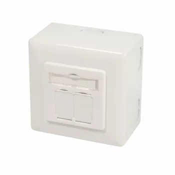 DSIT Surface-Mounted Cat. 6a Shielded Double RJ45 Outlet, Ivory