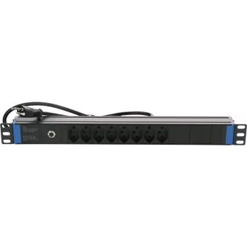 DSIT 19 inch schweizisk stikdåse med overspændingsbeskyttelse - 8 stik (DS-8PDU-CH-SPD)