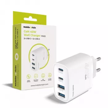 Mobile Origin 40W GaN-lader PW22, 2x USB-C + 2x USB-A
