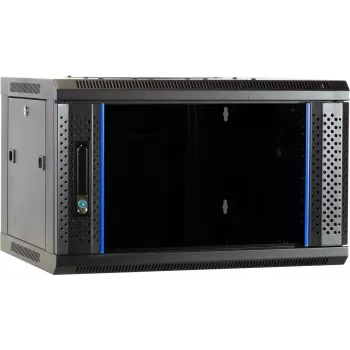 DSIT 6U vægmonteret serverkabinet med glasdør, 600 x 450 x 367 mm, sort, DS6406