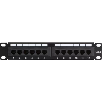 DSIT DS-10Patch6-12UTP 10 inch 12-port UTP CAT6 patchpanel, 1U rackmontering, sort