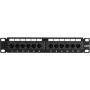 DSIT DS-10Patch6-12UTP 10 inch 12-port UTP CAT6 patchpanel, 1U rackmontering, sort