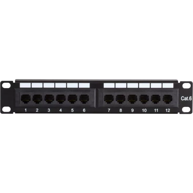 DSIT DS-10Patch6-12UTP 10 inch 12-port UTP CAT6 patchpanel, 1U rackmontering, sort
