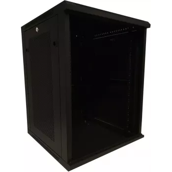 DSIT 15U 19 inch vægmonteret serverrackskab med glasdør og perforerede sider 600x600x770 mm