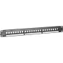 DSIT UTP keystone patchpanel, 24-port ubestykket, 1U 19 inch rackmontering, sort