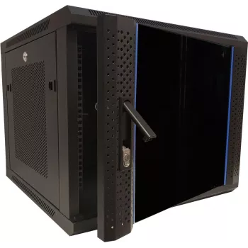 DSIT DS6609ZP 9U 19 inch vægmonteret serverkabinet med glasdør og perforerede sidepaneler, 600x600x501 mm, sort