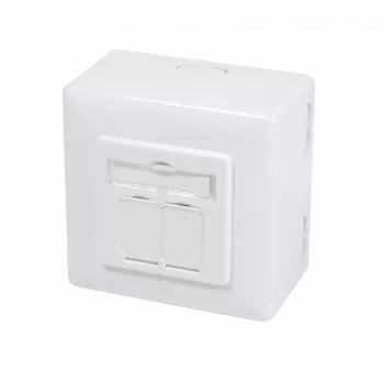 DSIT CAT5e UTP/STP Surface-Mount Wall Outlet, White, 1x RJ45, Shielded, LSA+ Termination