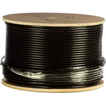 DSIT CAT7 S/FTP 305 m udendørs installationskabel, massivleder, PE-kappe, Fca, dobbelt afskærmet, 10 Gbit/s, sort