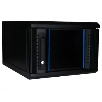 DSIT 4U 10 inch vægmonteret kabinet med sikkerhedsglasdør, 370x450x264 mm, sort