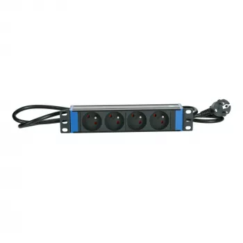 DSIT DS10-4PDU-PE 10 inch stikdåseliste 4-vejs med jordet stik, 1,5 m kabel, hvid