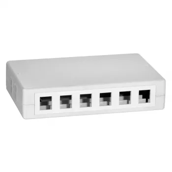 DSIT Keystone tomt kabinet fordelerboks 12 port overflademonteret hvid ABS