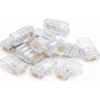 DSIT DANICOM UTP RJ45 Cat5e gennemgående netværksstik til fleksible og massive ledere (10-pak)