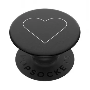 PopSockets PopGrip Standard - hvidt hjerte på sort