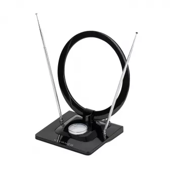 Vivanco VVTVANTSCIRCLE indendørsantenne DVB-T2/DAB+ fladantenne med 4G/5G-filter, sort