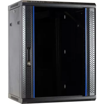 DSIT DS6415 15U vægmonteret serverskab med glasdør, 600x450x770 mm, sort