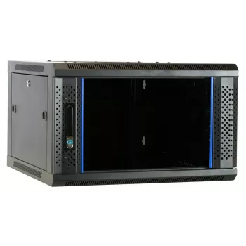 DSIT 6U vægmonteret serverskab med glasdør, 600 x 600 x 368 mm, sort