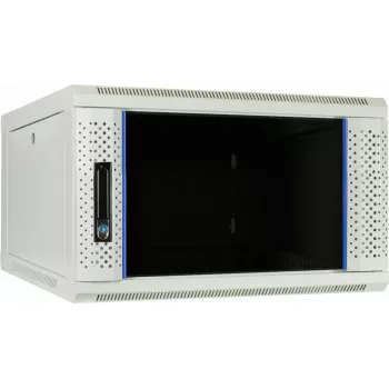 DSIT 6U Wall-Mount Server Cabinet with Glass Door, White, 600x600x368 mm