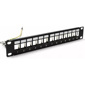 DSIT DS10-Patch-12STP 10 inch STP keystone-patchpanel, 12 porte, afskærmet, 1U, sort