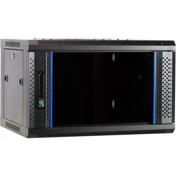 DSIT DS6604 4U vægmonteret serverkabinet med glasdør, 600x600x280 mm, sort