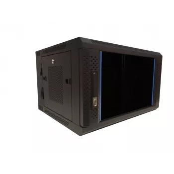 DSIT DS6606ZP-DOUBLE 6U svingbart vægskab med glasdør, 600x450x370 mm, sort