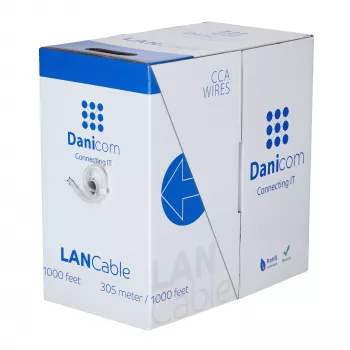 DSIT CAT6 S/FTP netværksinstallationskabel med massiv leder, 305 m, grå