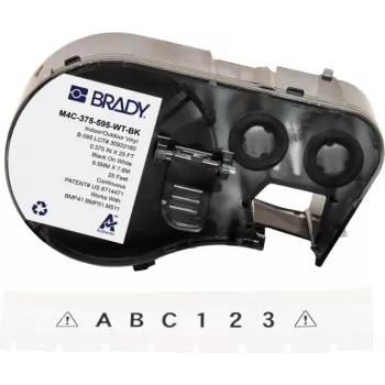 BRADY BMP41/BMP51/BMP53/M511 etiketkassette, PermaSleeve krympeflex af polyolefin, 38,1 mm x 2,44 m, hvid med sort tryk, 3:1 krympeforhold, B-427