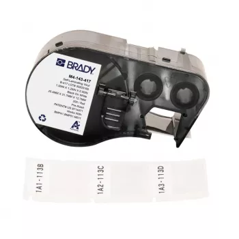 BRADY M4-143-417 selvlaminerende vinyl-etiketkassette til BMP41/BMP51/BMP53/M511, 1,5 inch x 21', hvid/transparent