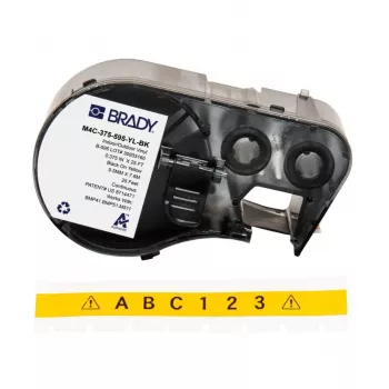 Brady M4C-375-595-YL-BK selvlaminerende vinylmærkat til BMP41/BMP51/BMP53/M511-printere, hvid/transparent, 25,4 mm x 50,8 mm, 6,4 m rulle
