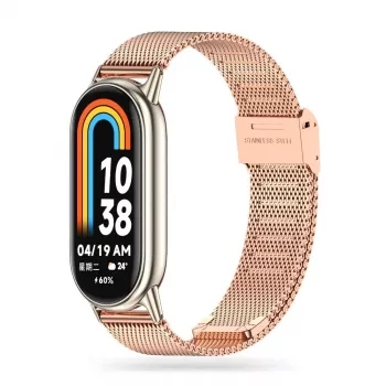 Tech-Protect MilaneseBand rustfrit stål-armbånd til Xiaomi Smart Band 8, rosaguld