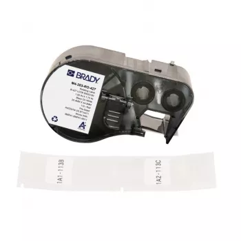 BRADY roterende selv-laminerende etiketkassette til DYMO XTL – 24 mm x 4 m, sort på hvid/klar, industripolyester