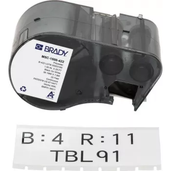 BRADY M5C-1500-422 endeløs etiketkassette til BMP51/BMP53/M511 - selv-laminerende vinyl, 25,4 mm x 6,4 m, hvid/translucent