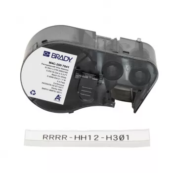 Brady M4C-250-7641 selv-laminerende vinylkabelmærker til BMP51/BMP53, 38,1 mm x 19,05 mm, hvid/transparent, 6,4 m rulle