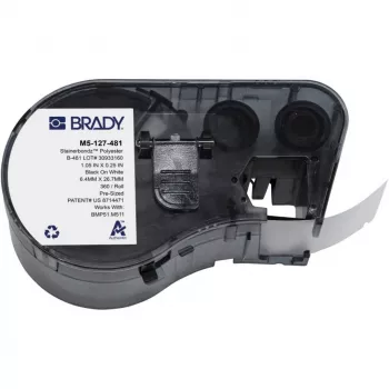 BRADY BMP51/BMP53/M511 selv-laminerende vinyletiketkassette, hvid/translucent, 25,4 mm x 25,4 mm, 250 etiketter