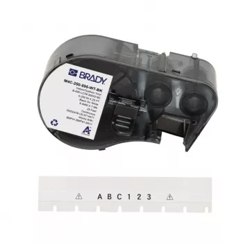 BRADY M4C-250-595-WT-BK hvid polyester termotransfer-etiketrulle til BMP41/BMP51/BMP53/M511, 38,1 mm x 25,4 mm, 250 etiketter