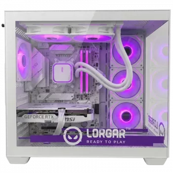LORGAR ADVANCED A201 Gaming-PC - AMD Ryzen 5 7500F, GeForce RTX 5060 Ti 16GB, 32GB DDR5, 1TB NVMe SSD, 750W strømforsyning, hvid