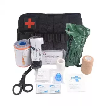 HELBO HEL002 Tactical Military First Aid Kit with 13 Items, Black