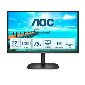 AOC B2 22B2H 21,5 inch Full HD VA-skærm med 75Hz, HDMI, VGA, VESA, sort