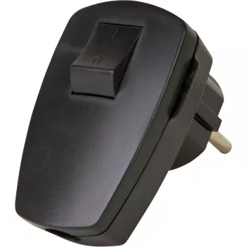 Kopp plastik-sikkerhedsstik med vippekontakt, sort, 16 A, 250 V, 3 x 1,5 mm²