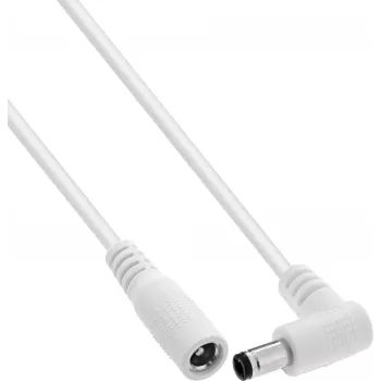 InLine® DC-forlængerkabel, vinkelstik, 5,5 x 2,1 mm, hvid, 2 m