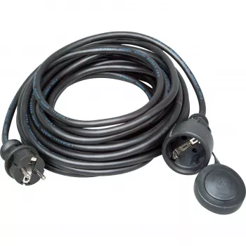 Kopp gummisikkerhedsforlængerkabel, beskyttelseskontaktstik/stikdåse, 10 m, H05RR-F 3G1.5, IP44, sort (147310042)