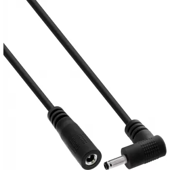 InLine® DC-forlængerkabel, vinklet stik, 3,5 x 1,35 mm, sort, 5 m
