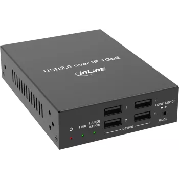 InLine® USB 2.0 host/device-extender over IP, enkelt enhed, RJ45 / SFP