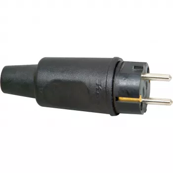 Kopp 179516009 Schuko-sikkerhedsstik, gummi, 16 A, 230 V, IP44, sort